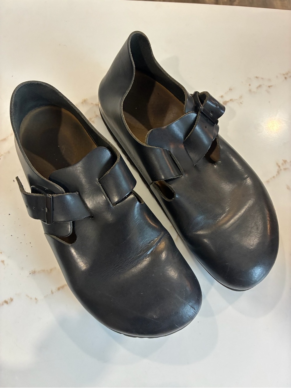 Birkenstock Black Leather Buckle Clog Shoes